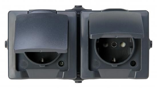 Kopp 137015003 folding socket 2f anthracite with UP m.BS horiz