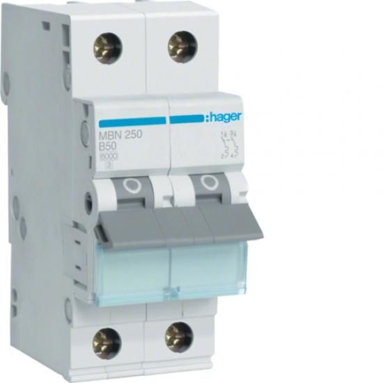 Hager MBN250 circuit breaker 2-pole B50A 6kA