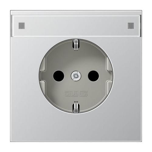 Jung AL1520KINA SCHUKO socket, 16 A 250 V ~, with label field, integrated increased contact protection, SAFETY+, LS series, aluminum