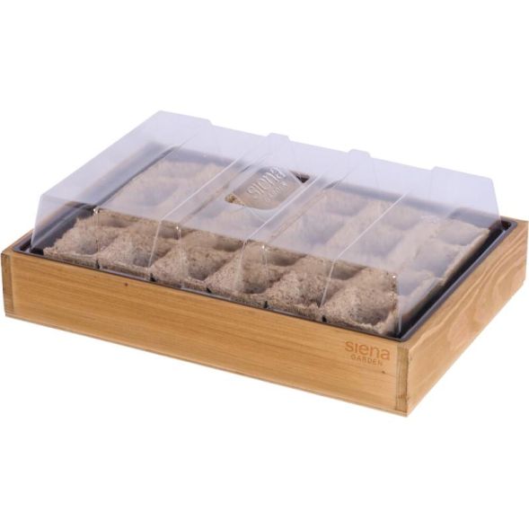 Siena Garden T50061 solid wooden cultivation box with 24 pots biodegradable