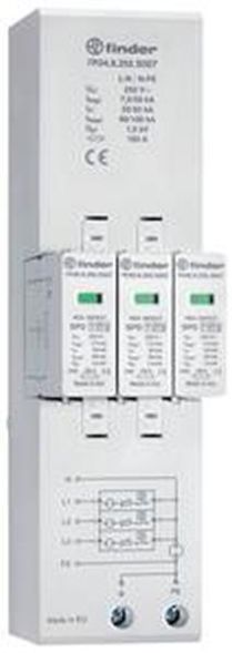 Finder 7P.04.8.255.S007 Type 1+2 three-phase TN-S and TT networks 7.5kA combined arrester