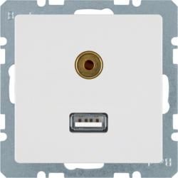 Berker 3315396089 USB/3.5 mm audio socket polar white velvet Berker Q.1/Q.3
