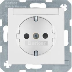 Berker 41491909 SCHUKO socket with label field polar white matt Berker S.1/B.3/B.7