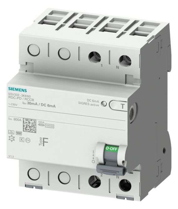 Siemens 5SV3324-3KK60 2-p. Type F In:40A 30mA 6mA DC Un AC:230V residual current circuit breaker