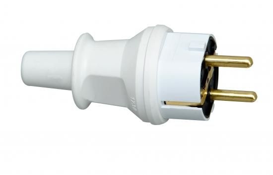 Kopp 173002007 PVC 16A 250V IP44 large arctic white SCHUKO plug