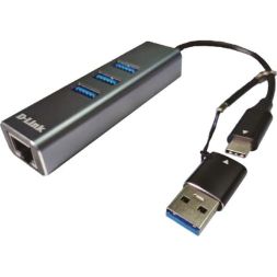 D-Link DUB-2332 USB-C/USB to Gigabit Ethernet Adapter with Hub