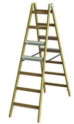 PROTEC.class PHSSLASB27 PHSLAB27 + aluminum steps on both sides 2x7 wooden stepladder