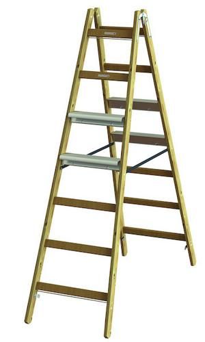 PROTEC.class PHSSLASB27 PHSLAB27 + aluminum steps on both sides 2x7 wooden stepladder