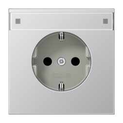 Jung AL1520KINAPL central plate for SCHUKO® sockets with label field, integrated increased contact protection, SAFETY+, LS series, aluminum