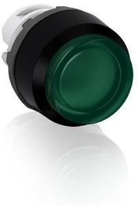 ABB Stotz-Kontakt MP4-11G, illuminated pushbutton actuator green, high-latching, front ring plastic black, 1SFA611103R1102