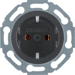 Berker 474521 SCHUKO socket black, glossy 1930/Glass/Palazzo