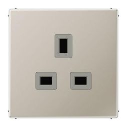 Jung ES3521 socket, 13 A 250 V ~, screw terminals BS 1363-1, 4 mm2, without claws, integrated increased contact protection, SAFETY+, LS series, stainless steel