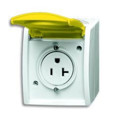Busch-Jaeger 3016 EWN-54 Busch-Nema socket, with yellow hinged cover alpine white