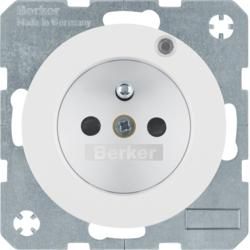 Berker 6765092089 Socket with protective contact pin and control LED polar white, glossy Berker R.1