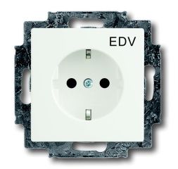 Busch-Jaeger 20 EUCKS/DV-884 SCHUKO® socket insert, with imprint &amp;#039;EDV&amp;#039; studio white matt