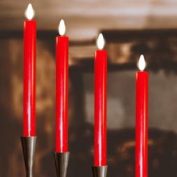 FHS 35741 LED candles, set of 4 red 2.2x24cm, 2AA, 6/18 timer