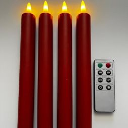 FHS 35741 LED candles, set of 4 red 2.2x24cm, 2AA, 6/18 timer