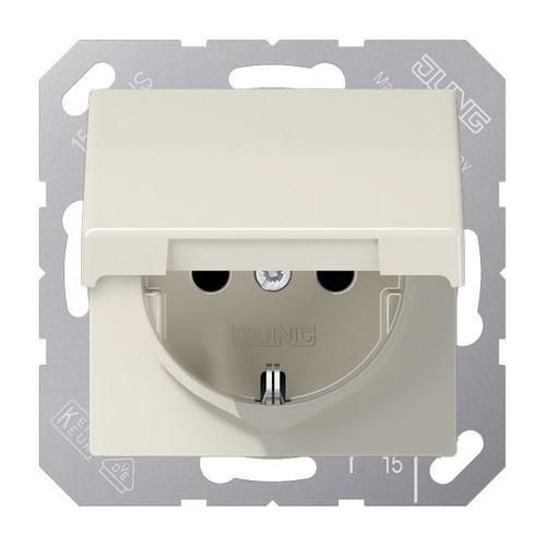 Jung AS1520NKL SCHUKO socket, 16 A 250 V ~, without claws, hinged lid, Duroplast, AS series, white