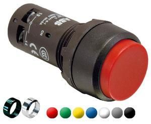 ABB Stotz-Kontakt CP33-10B-01, pushbutton, flat, momentary, black button with white O, 1 break contact, 1SFA619132R1046