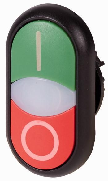 Eaton M22S-DDLF-GR-X1/X0 double pushbutton, illuminated, flat, green, 284815