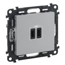 Legrand 753307 USB power supply Valena Life 2xUSB-C 2MOD 3A AL, (aluminium)