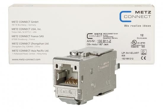 METZ CONNECT 180° Jack RJ45 C6A module, 130B11-Z