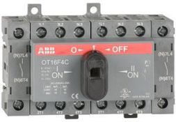 ABB Stotz-Kontakt OT16F4C, load changeover switch 4-pole 16A with black T-handle I-0-II, 1SCA104831R1001