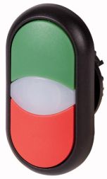 Eaton M22S-DDL-GR double pushbutton, + indicator light, green/white/red, 216699