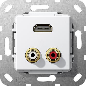Gira 567303 HDMI, Cinch Audio Gender Changer insert pure white