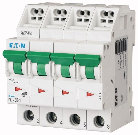Eaton PLI-D6/4 miniature circuit breaker, 6A, 4p, D-char, 101366