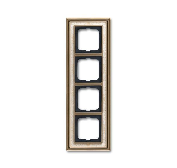 Busch-Jaeger 1724-846 cover frame, 4-way frame antique brass decor ivory white