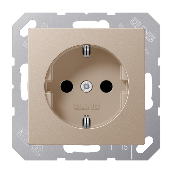 Jung A1520KICH SCHUKO socket, 16 A 250 V ~, integrated increased contact protection, SAFETY+, Series A, champagne