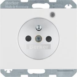 Berker 6765097009 Socket with protective contact pin and control LED polar white, glossy Berker K.1