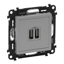 Legrand 753312 USB charging socket Valena Life 2400MA AL, (aluminium)