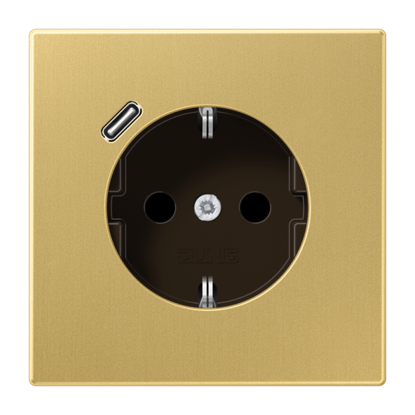 Jung ME1520-18CC SCHUKO socket 16 A 250 V ~, with USB charger 1 x type C, integrated increased contact protection, SAFETY+, LS series, brass classic