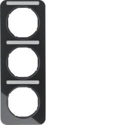 Berker 10132125 frame with label field black, glossy Berker R.1