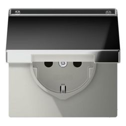 Jung GCR1520NAKL SCHUKO socket, 16 A 250 V ~, with label field, integrated increased contact protection, SAFETY+, hinged lid, chrome-plated metal, LS series, glossy chrome