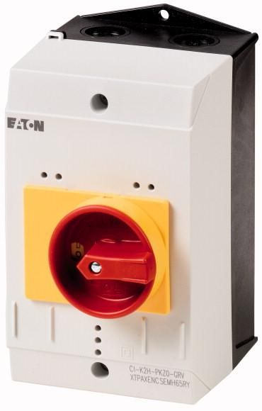 Eaton CI-K2H-PKZ0-GR insulating enclosure with red/yellow rotary handle, 260364