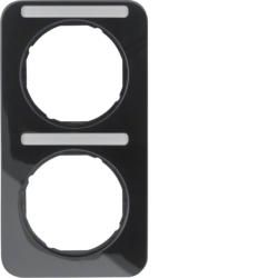 Berker 10122125 Frame with label field black, glossy Berker R.1
