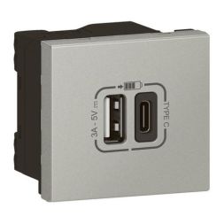 Legrand 079293L Mosaic USB Type-A+C LINK 2-mod.3A alu charging socket