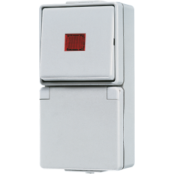 Jung 676KOW SCHUKO® socket 16 A 250 V ~ with rocker control switchUniversal off-change 10 AX 250 V ~, 16 A 250 V ~, IP 44, WG 600