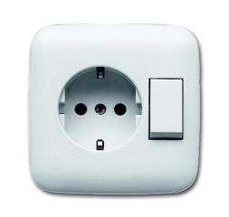 Busch-Jaeger 4310/6 EUJ-214 combination, SCHUKO® socket with rocker switch alpine white