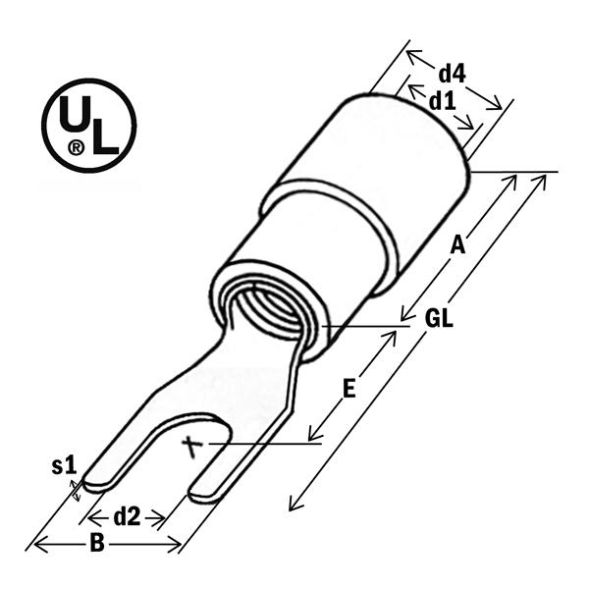 HAUPA 260304 fork cable lug M4 0.5-1qmm DIN insulated red