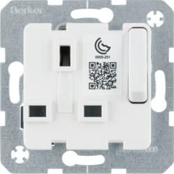 Berker 53420219 socket insert with protective contact, British Standard switchable polar white, gl