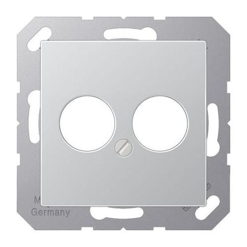 Jung A562-2AL cover for 2 round connectors up to 18.5 mm Ø, series A, aluminum