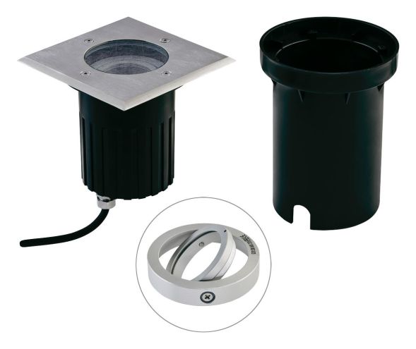 EVN 678410 square black aluminum IP67 GU10 max.35W 230V recessed floor spotlight