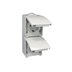 EFAPEL TWO EARTH SOCKETS (SKO) DOUB VERTIC BASE GREY