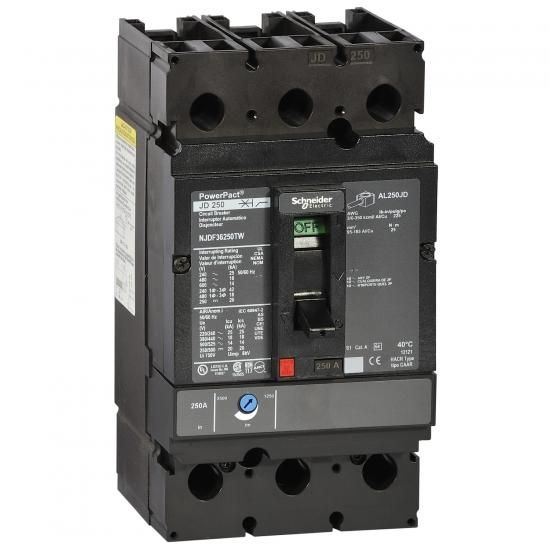 Schneider Electric NJJF36250TW PowerPact 250a TM250 3P 65kA UL circuit breaker