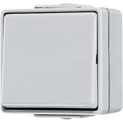 Jung 607W rocker switch, cross, 10 AX 250 V ~, IP 44, WG 600