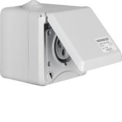 Berker 558101 CEE socket 3-pole Ap 16 A with hinged cover light grey Connection systems